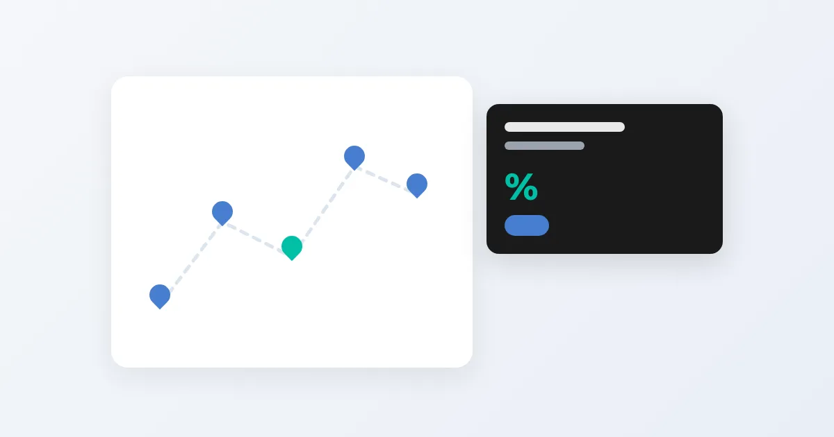 Illustration of a wholesale outside sales rep: a map with the account portfolio marked and a dark card showing the commission percentage