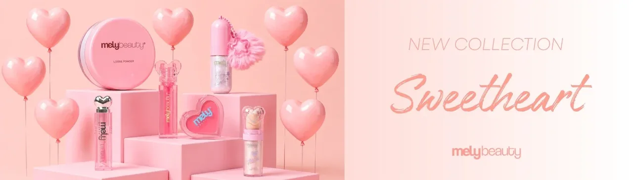 Mely Beauty Sweetheart collection banner — wholesale cosmetics and makeup, beauty wholesaler selling online with its VentasxMayor B2B store