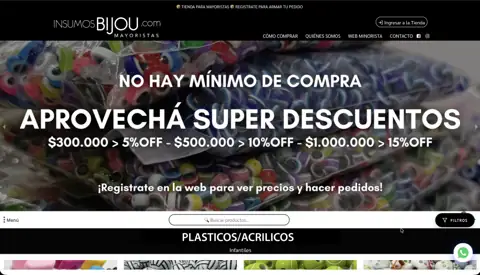 Insumos Bijou wholesale jewelry-making supplies store, built with VentasxMayor