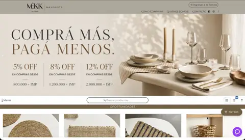 MK wholesale tableware and decor store, built with VentasxMayor