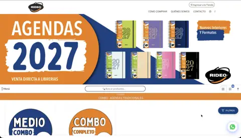 Rideo wholesale stationery and planners store, built with VentasxMayor