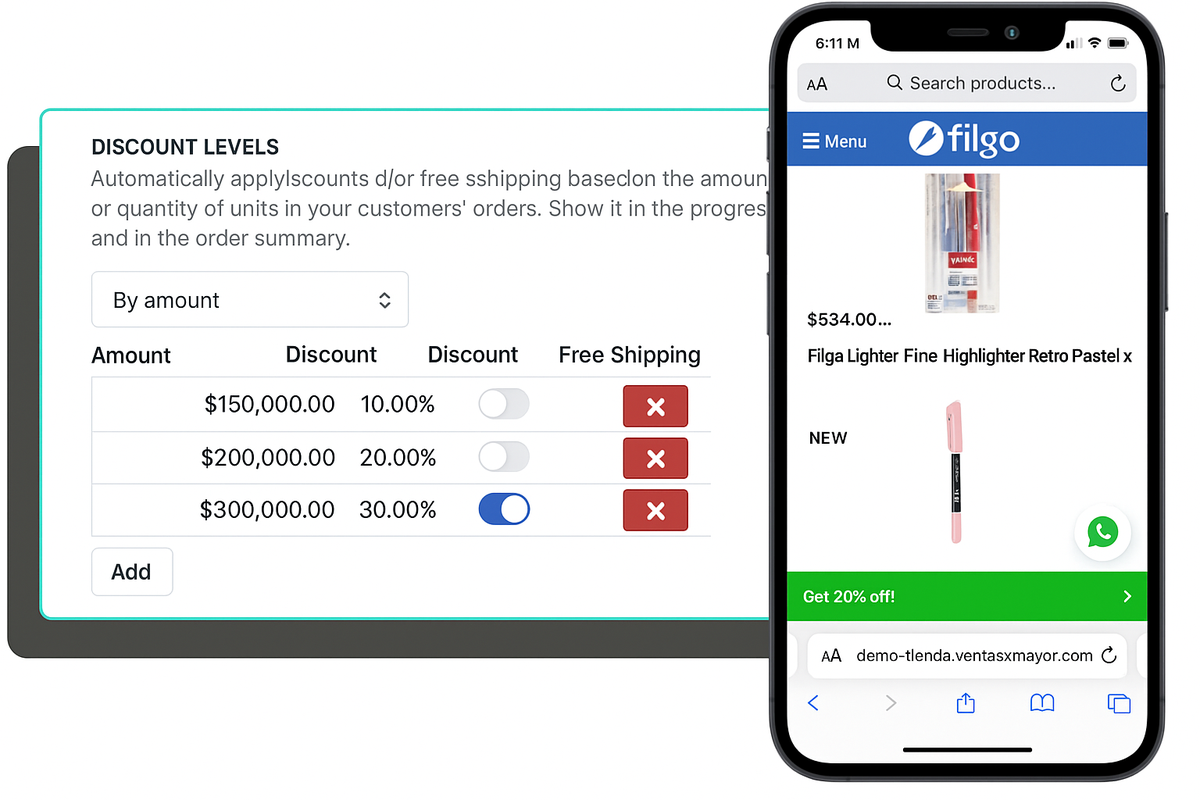 Automatic discount system and personalized conditions per customer
