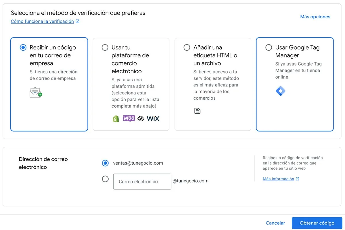 Confirmar tienda online en Google Merchant Center