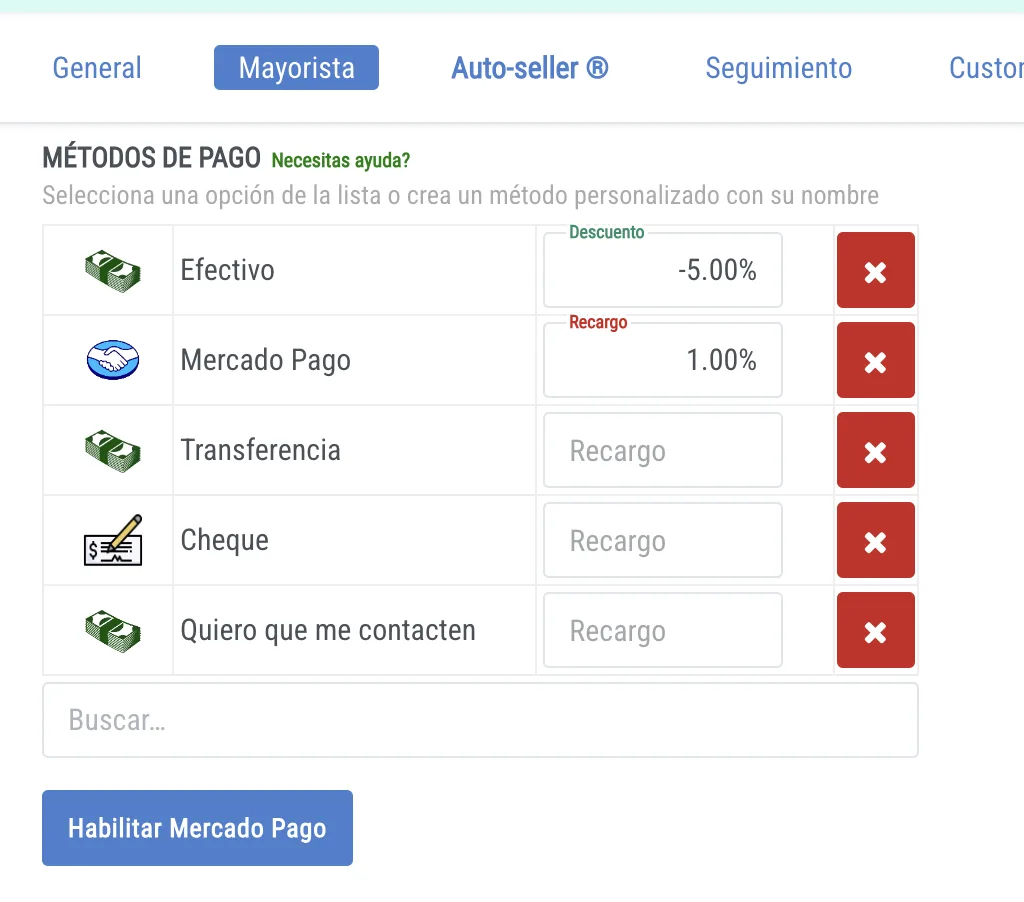 Mercado Pago activation screen