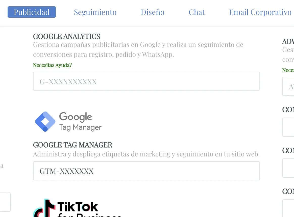 GTM integration in VentasxMayor admin panel