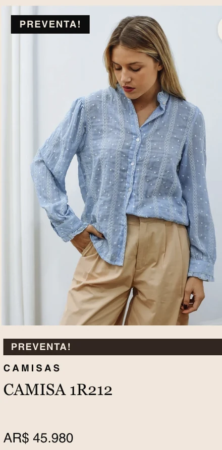 An apparel product on pre-order inside a wholesale catalog