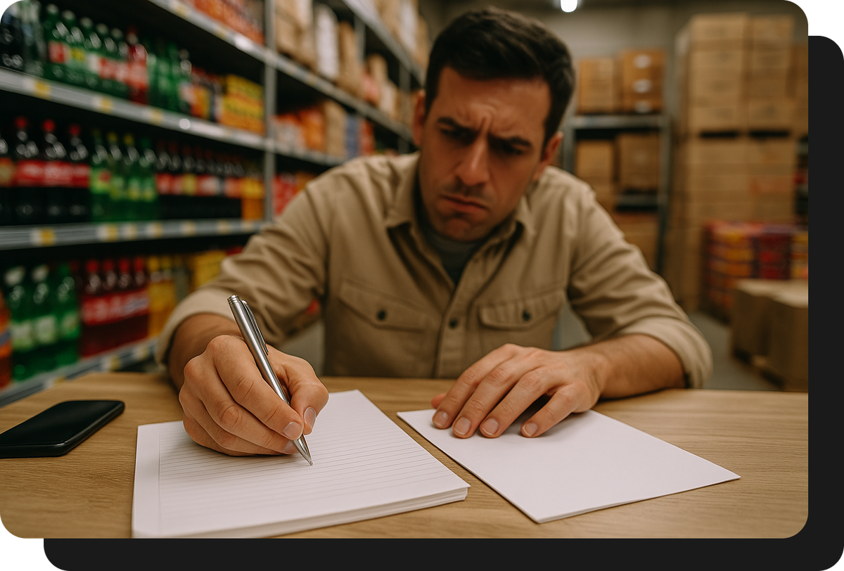 wholesaler of food and beverages taking order by hand without salesxmayor.com