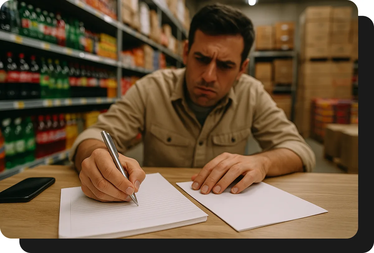 wholesaler of food and beverages taking order by hand without salesxmayor.com