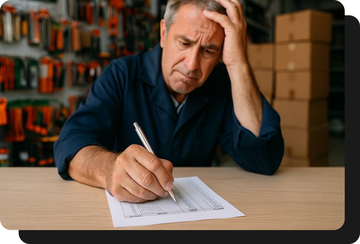 hardware wholesaler taking order by hand without salesxmayor.com