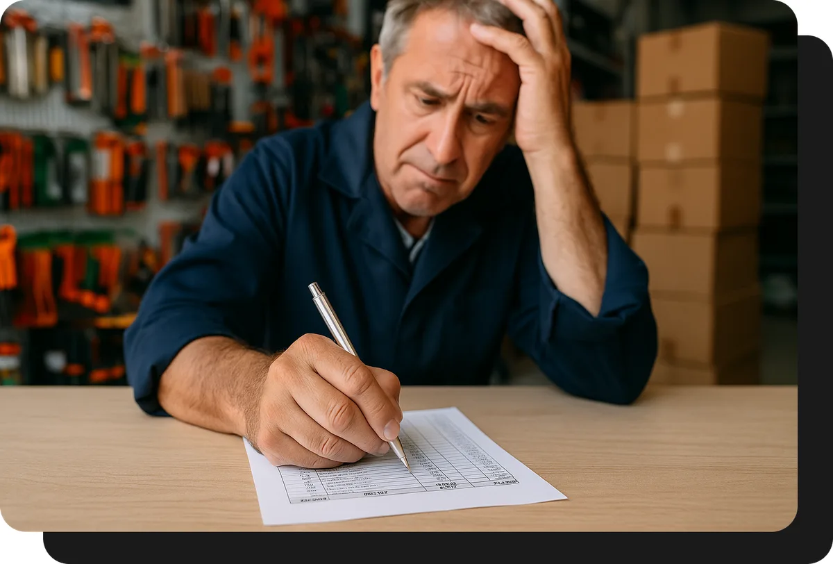 hardware wholesaler taking order by hand without salesxmayor.com