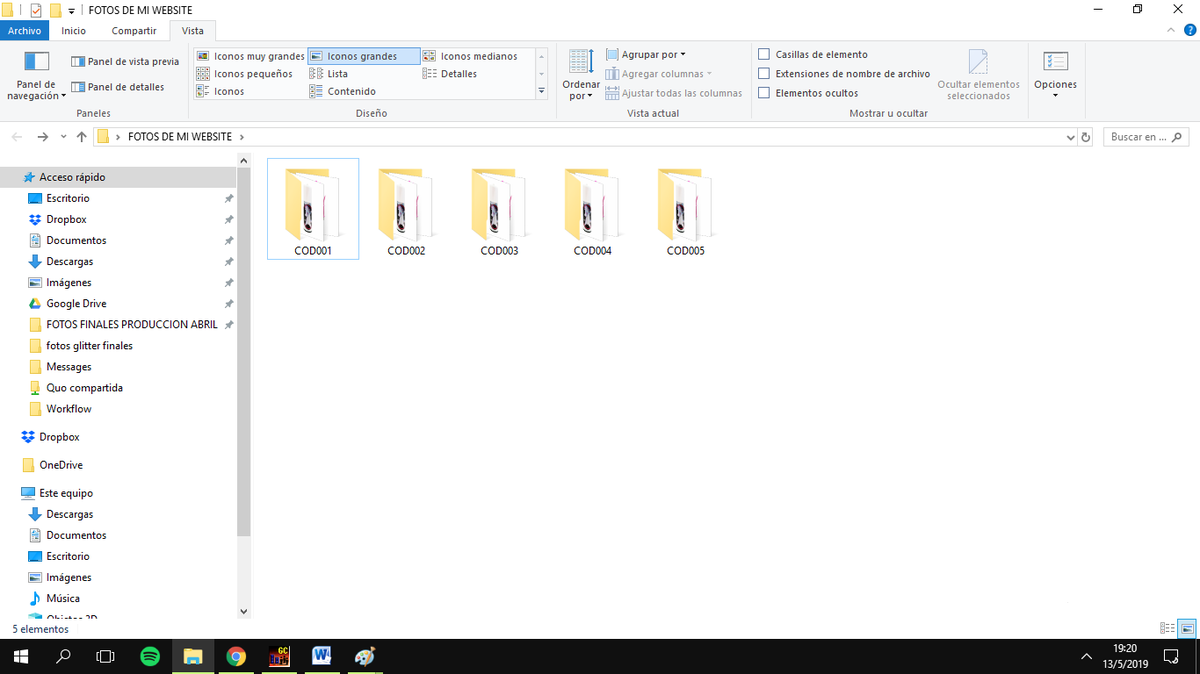 Step 2: Create folders for each product with SKU