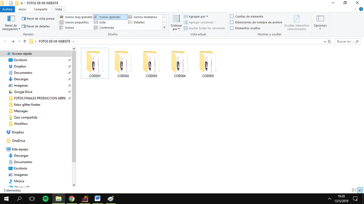 Step 2: Create folders for each product with SKU