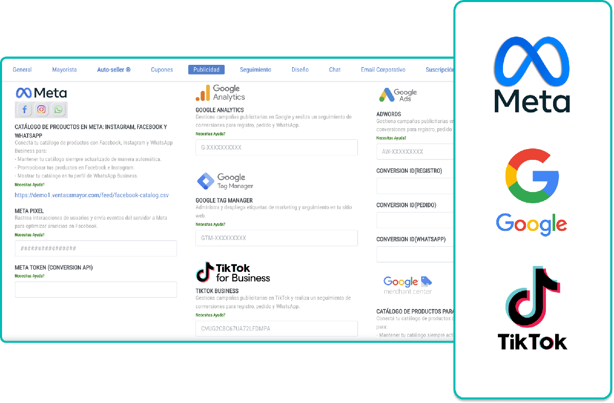 Advertising Ads and Metrics on Meta, Google and Tik Tok