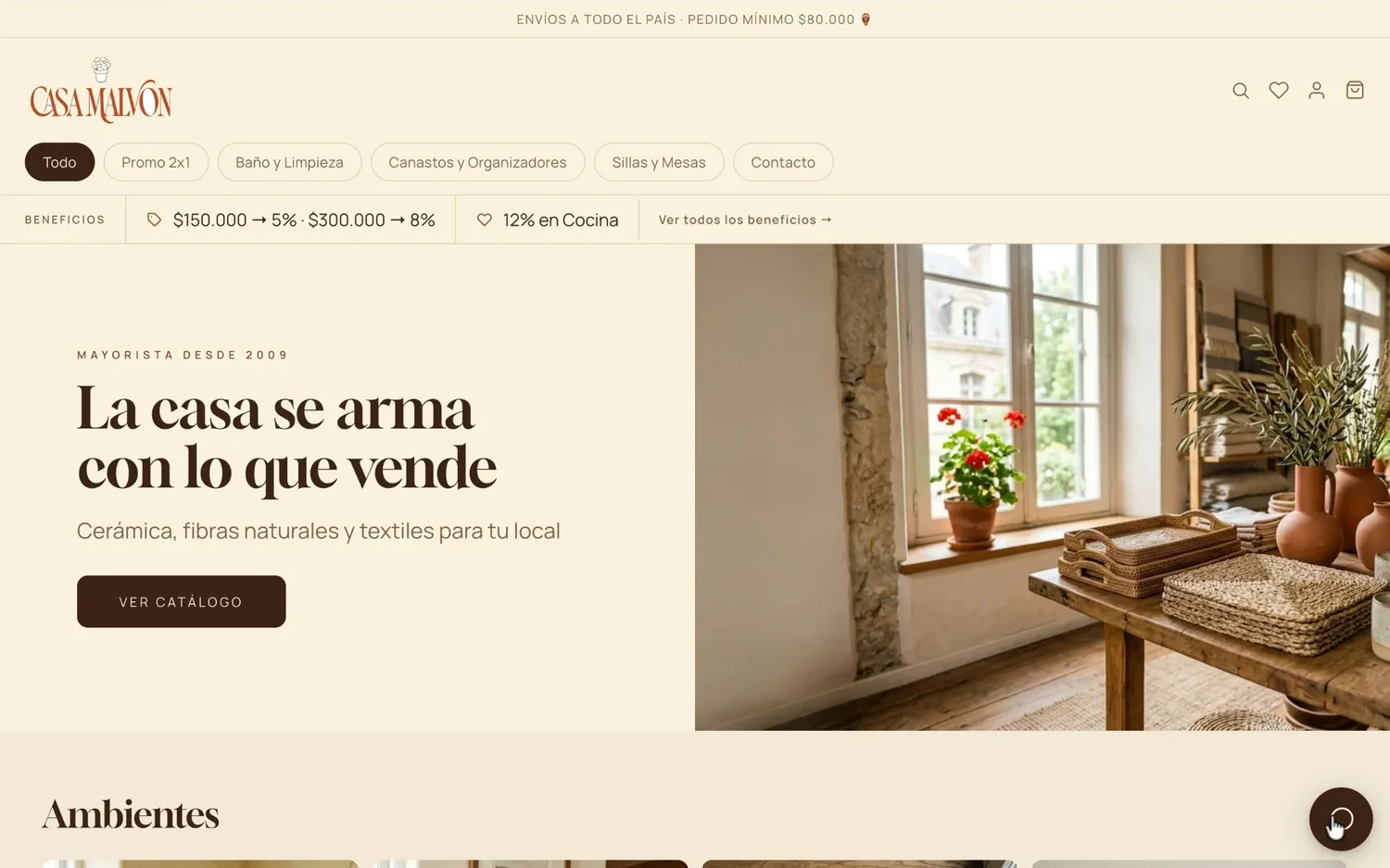 Homeware and decor wholesale store on a laptop