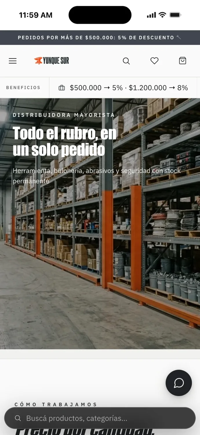 The hardware wholesale store on a phone