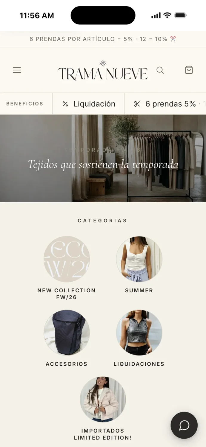 The apparel wholesale store on a phone