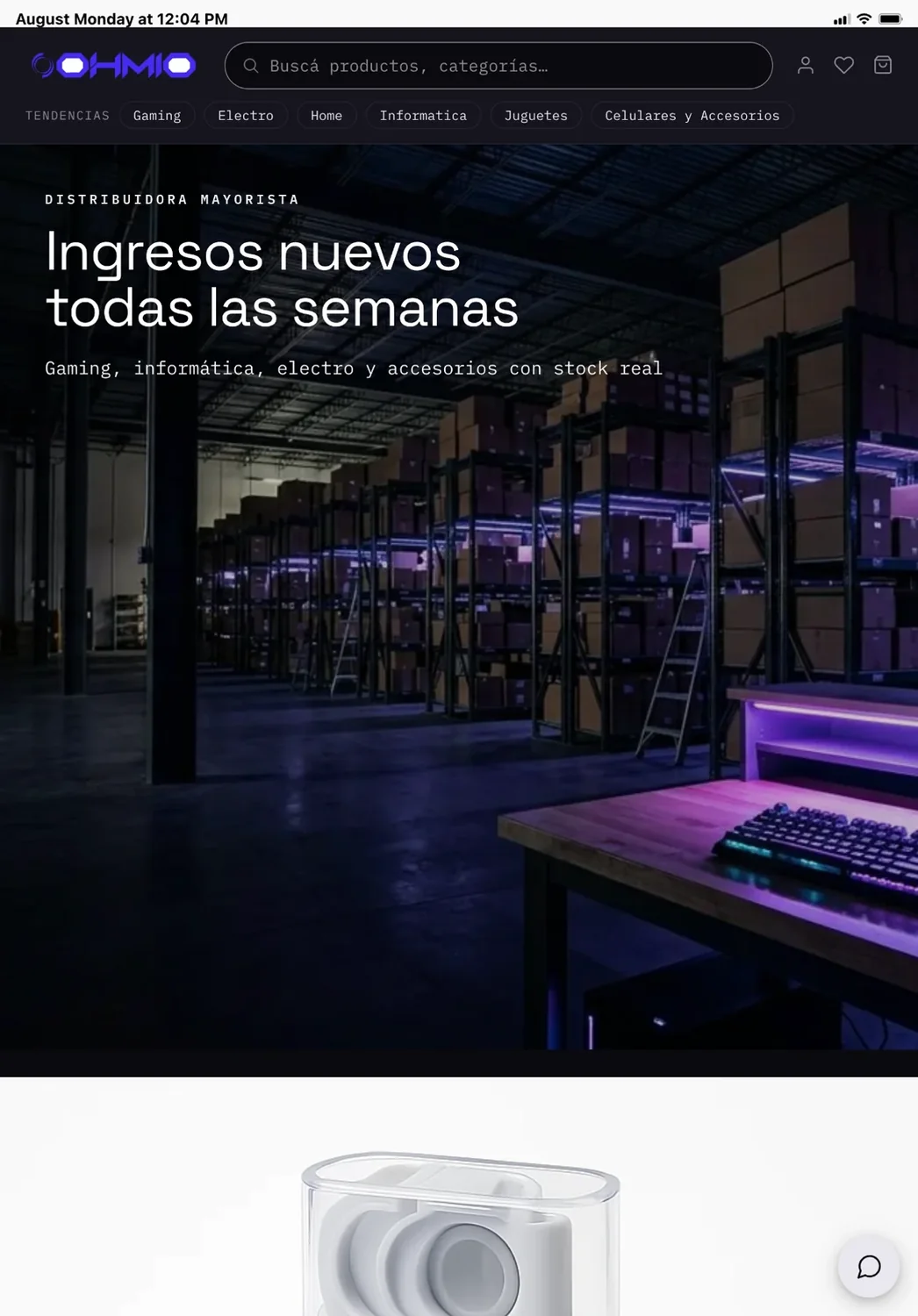 The same technology wholesale store on a tablet